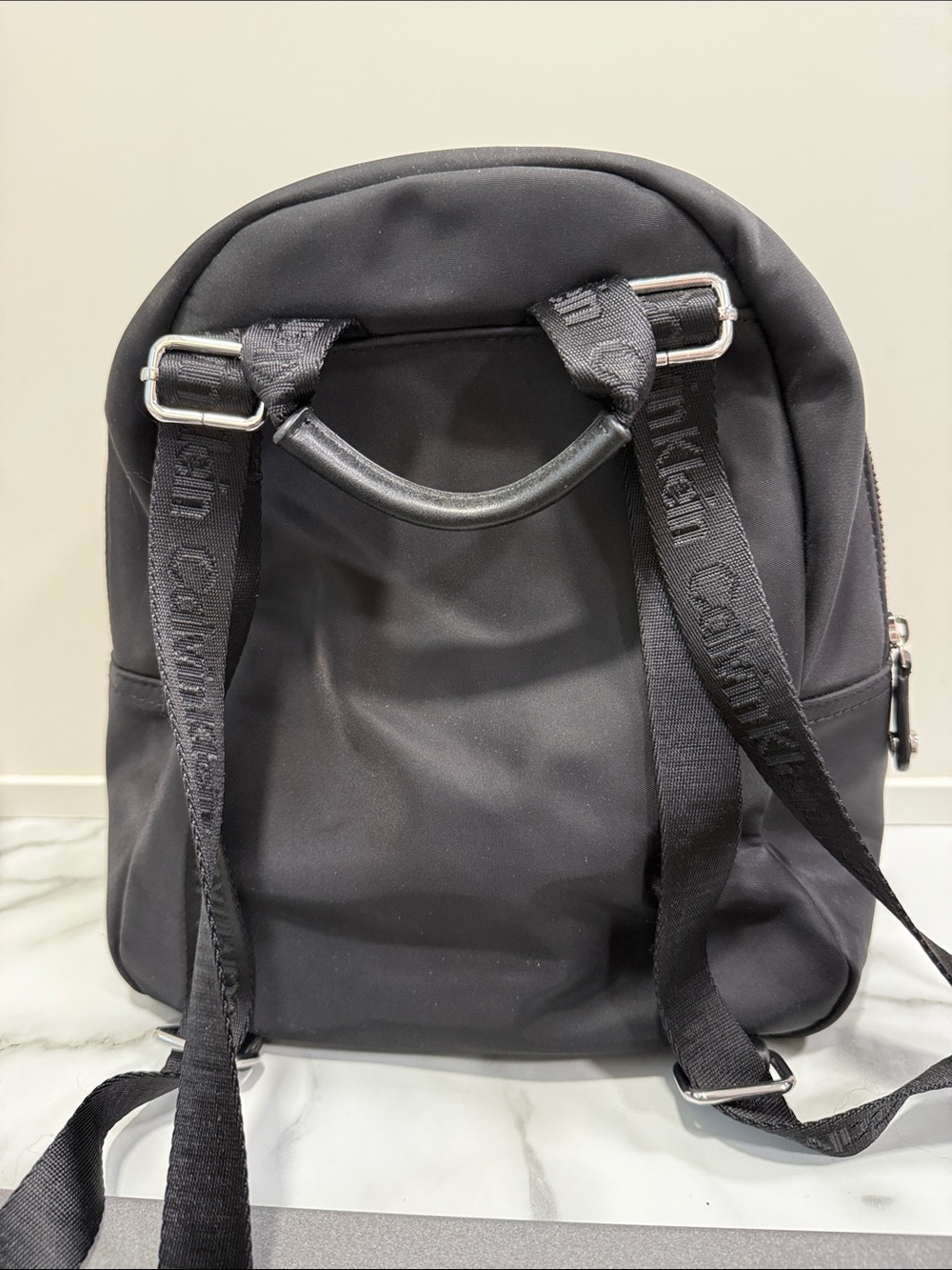 Calvin Klein Small Black Nylon Backpack Purse with Silver-tone Hardware - Picture 4 of 8